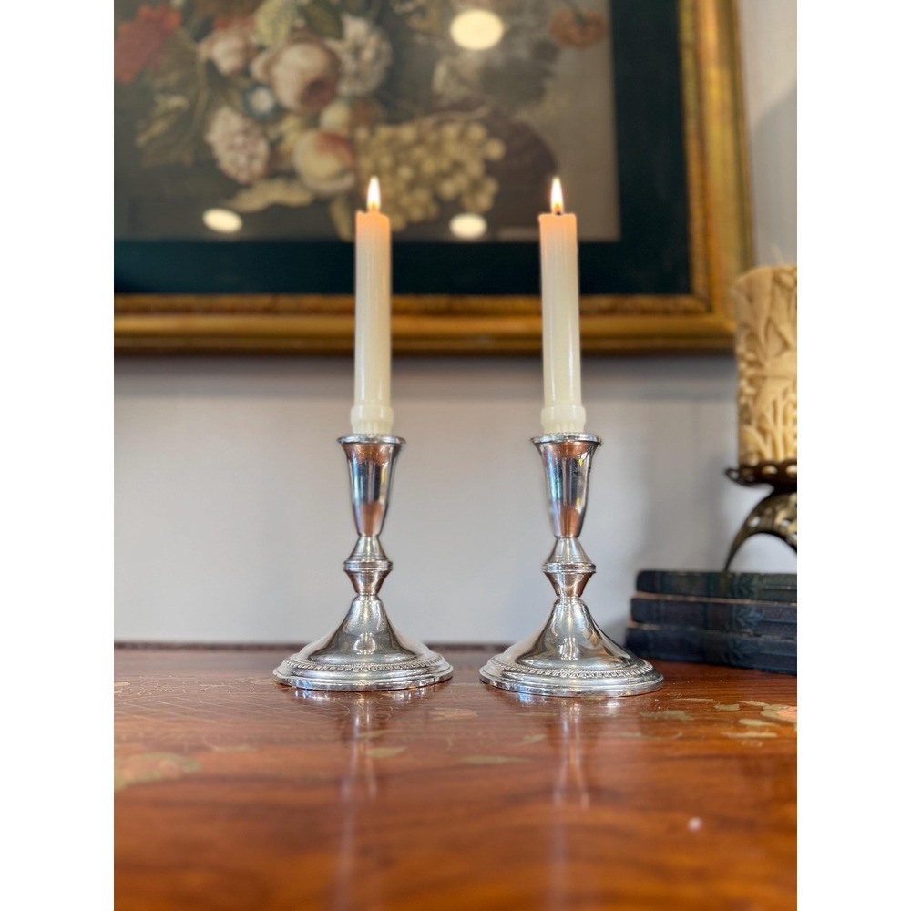 Vintage Sterling Silver‎ Weighted Candlestick Pair • Duchin Creation 5.5"